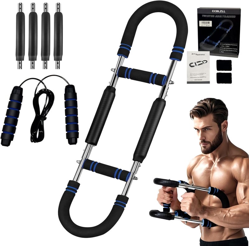 CCBLZLL Twister Arm Trainer – Adjustable Resistance 30-120lbs Chest Workout Equipment with 4 Springs, Jump Rope & Wrist Guards for Upper Body Strength & Muscle Training at Home - Image 1